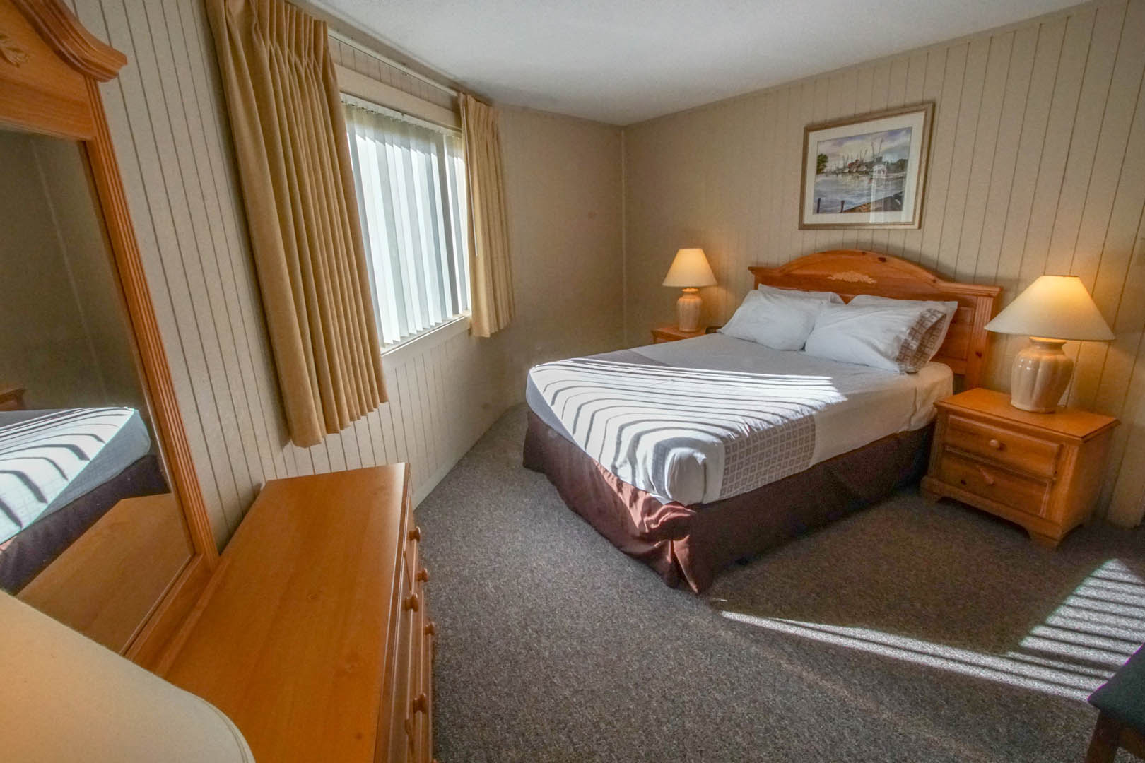 A cozy master bedroom at VRI's Outer Banks Beach Club in North Carolina.